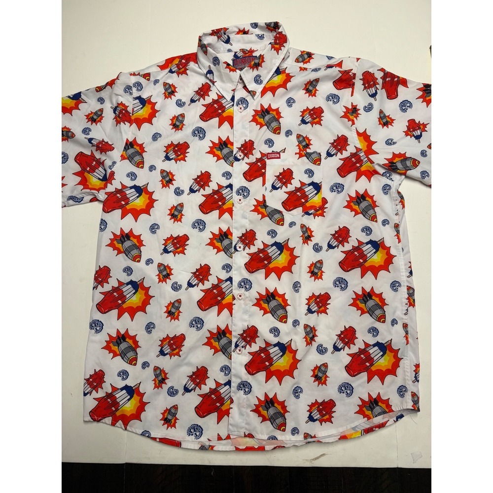 Dixxon Flannel Co Bombs Away Button Down Shirt Mens XL White Short Sleeve D-Lite